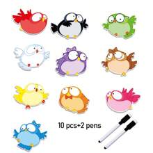 hoojojo 10 Peças de Cartões de Apagamento à Seco Dupla Face, 10 Cores, Cartões Ilustrados em Forma de Pássaro, Cartões DIY Escrevíveis, Ferramentas de Prática de Escrita Manual, Jogos de Soletração, Materiais Didáticos Interativos, Suprimentos de Aprendizagem Montessori, Atividades em Sala de Aula, Aprendizagem em Casa, Papelaria de Volta às Aulas