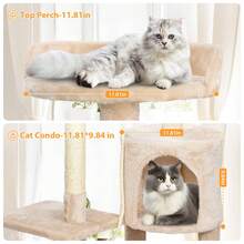 SEBRUANC 112cm Cat Tree Multi-Layer Cat Scratching Tree Medium Cat Tower Cat Climbing Frame Stable Frame And Comfortable Perch With Cat Toys And Sisal For Fats To Care For Their Paws And Have Fun - Beige - View 4