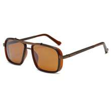 Lunettes de mode rectangle rétro de luxe pour hommes, monture métallique à double pont, style steampunk, bordures épaisses, look classique de mode pour l'extérieur, la conduite, l'été