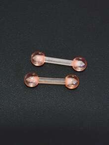 2 件装亚克力肉色隐形耳软骨钉，鼻梁隔膜马蹄形唇环穿孔饰品