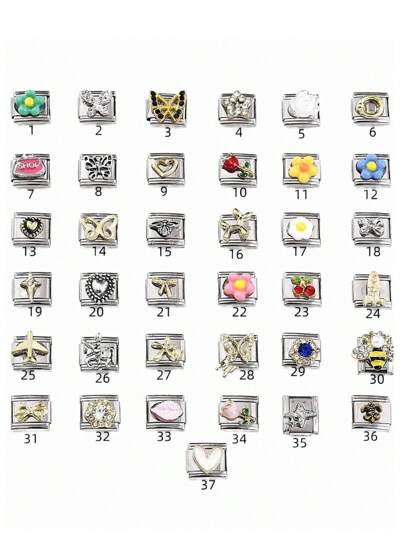 1pc Disassembled Cubic Zirconia Bracelet Module With Flower, Bee And Plane Charms, Fashionable Spring Bracelet Components For Men And Women, New 2025 Design