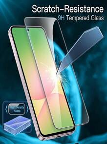 3 Piezas de protector de pantalla de vidrio templado transparente HD 9H + 1 Pieza de funda de teléfono transparente a prueba de golpes con protección para la lente de la cámara compatible con iPhone 16 Pro Max/Galaxy S25 Ultra//Redmi. Anti-golpes y anti-caídas, sin burbujas, tacto suave, resistente a arañazos, libre de polvo, resistente al agua, resistente a huellas dactilares y compatible con la cámara.