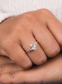 1 Pc S925 Sterling Silver Four-Prong Oval Diamond Ring Ring, Gorgeous European Women's Rings, Exquisite And Unique For Proms, Gatherings And Parties Fine Women's Jewelry Gifts