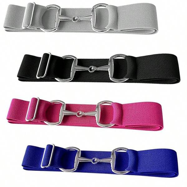 1 pieza Cinturón elástico ajustable con hebilla metálica, accesorio de moda para ropa femenina