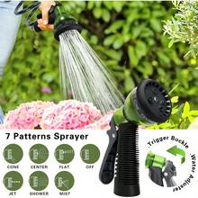 Coil Hose 25FT EVA Coil Garden Hose With 3 4'' Brass Connector Coiled Water Hose Lightweight And No Kink Includes 7 Patterns Spray Nozzle For Outdoors Lawn Watering Car Washing - 灰色的 - 查看 4