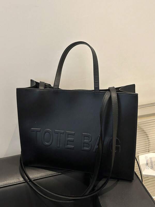 Bolso de mano grande de mujer con estampado de letra, bolso de hombro versátil para uso diario, casual y de viaje