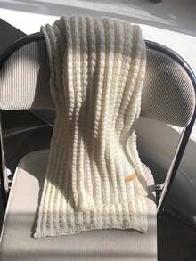 1 件男士纯色针织保暖厚围巾，多功能颈部保暖，适合冬季 - 黑色 - 查看 4