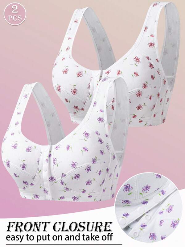 2 piezas Sujetador push up sexy de verano para mujer, sin aros, de cierre frontal, anti-caída