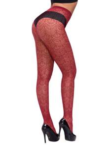 1/5pcs Lace Pattern Fishnet Stockings, Retro Tight Pants, Luxurious Fashion Outfit, Women Plus Size Pantyhose, Multi-Color Tights, Suitable For Christmas, Halloween, Y2K Style, Back To School