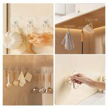 10Pcs Transparent Heart-Shaped Hook, Easy To Install, No Drilling Required, Strong Adhesion, Can Hang Keychains, Umbrellas, Bags, Towels, Etc., Casual Style, Can Be Used In Kitchens And Bathrooms, Wall Mounted Storage, Bathroom Decoration, Suitable For All Seasons, Holiday Gifts