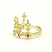 1 pièce Bague couronne élégante de couleur or avec cubic zirconia, bague de couronne de fiançailles et de mariage, accessoire de bijoux, cadeau