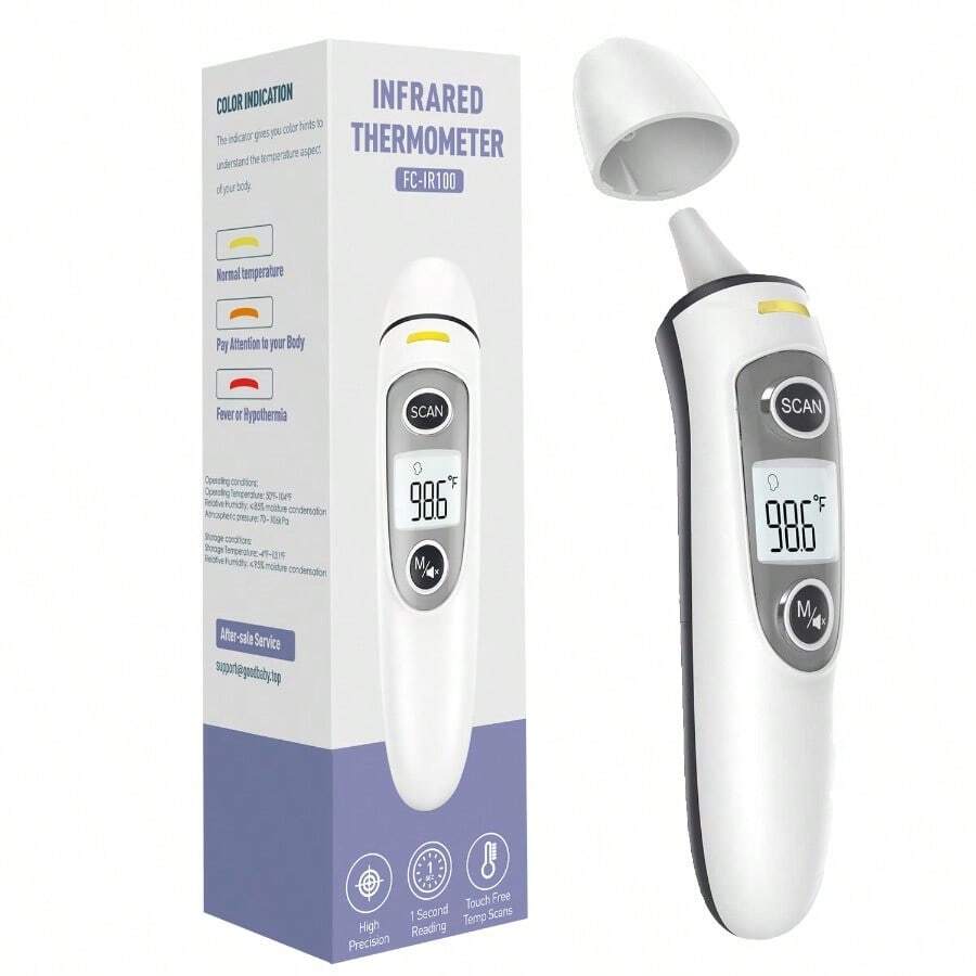 GEOXSEar Thermometer For Adults And Digital Accurate Ear And Forehead Thermometer With Fever Alarm 1 Second Fast Result FSA HSA Eligible Easy To Use 2 In 1 Mode1kk4 - 灰色 - 查看 1