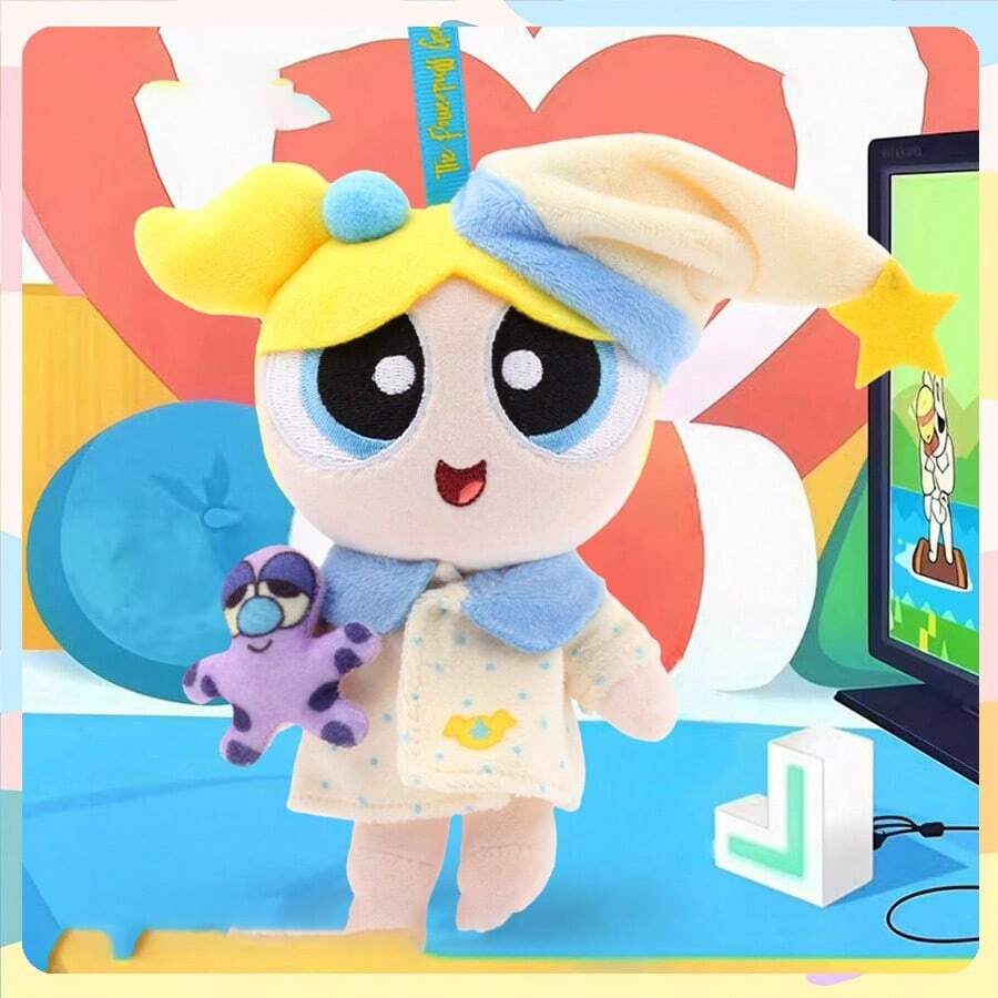 Powerpuff Girls Sweet Dreams Plush Keychain | Bubbles Buttercup Blossom Sleepy Time Stuffed Toy Hanging Charm | Cartoon Character Night Light Friendship Set | Kids Girls Bedtime Gift | Official Licensed Merchandise - 彩色 - 查看 1