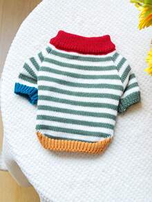 1pc Pet Clothes, Soft & Comfortable Vintage Striped Sweater For Small/Medium Dogs & Cats - Multicolor - View 4