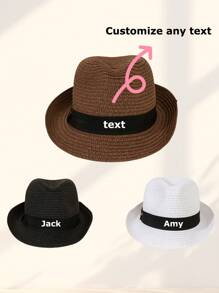 1PC Of Customized Straw Hat For Men And Women During Summer Travel, With Customized Names, Personalized Straw Hats With Names, Customizable Straw Hats, Customized Valentine's Day Gifts, Customized Mother's Day Giftsunisex, Men And Women's Style Straw Hats, Customized Straw Hats For Beach Travel That Can Be Worn For Shade, Colorful,Cute,Adorable,Funny,Kawaii,Y2K,Stylish,Unisex,Casual,Custom,Personalized,Unique,Customized,Ideal Gifts For Him,Ideal Gifts For Her,Her,Boyfriend,Girlfriend,Family,Friends