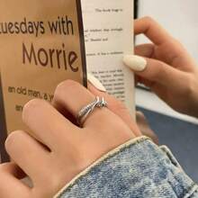 1 pieza Anillo de extremo abierto con diseño único de cruce elegante y minimalista, adecuado para uso diario