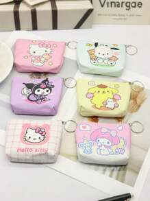 Sanrio 1pc Sanrio Hello Kitty Cartoon Cute Sanitary Pad Cosmetic Bag, Portable Zipper Storage Pouch, Multi-Function Sanitary Pad, Tissue Storage Bag, Suitable For Travel, Business Trips, Outings, Christmas, Holiday Gifts