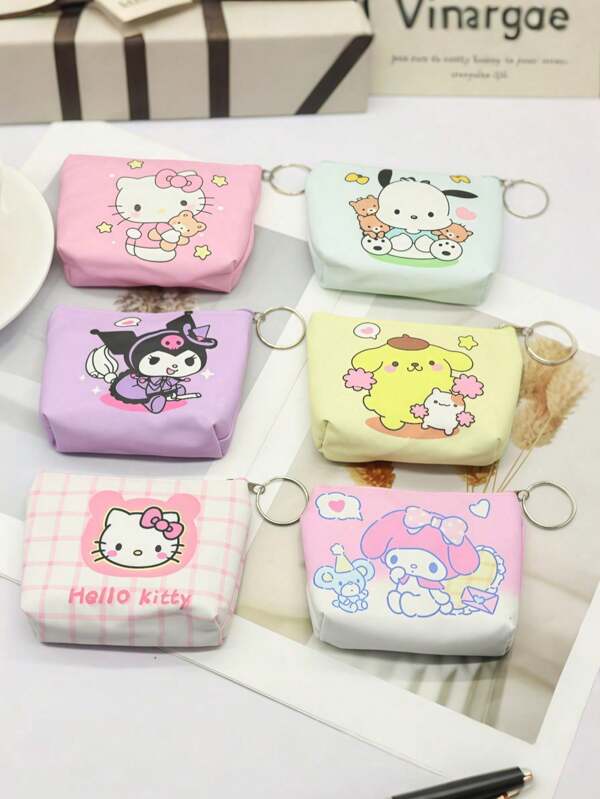 Sanrio 1pc Sanrio Hello Kitty Cartoon Cute Sanitary Pad Cosmetic Bag, Portable Zipper Storage Pouch, Multi-Function Sanitary Pad, Tissue Storage Bag, Suitable For Travel, Business Trips, Outings, Christmas, Holiday Gifts