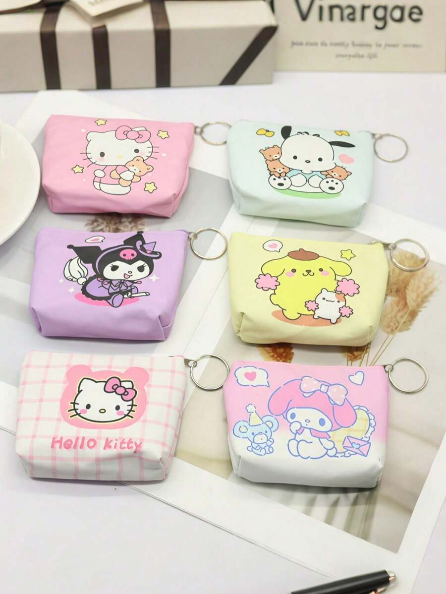 Sanrio 1pc Sanrio Hello Kitty Cartoon Cute Sanitary Pad Cosmetic Bag, Portable Zipper Storage Pouch, Multi-Function Sanitary Pad, Tissue Storage Bag, Suitable For Travel, Business Trips, Outings, Christmas, Holiday Gifts