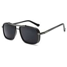 Lunettes de mode rectangle rétro de luxe pour hommes, monture métallique à double pont, style steampunk, bordures épaisses, look classique de mode pour l'extérieur, la conduite, l'été
