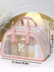 1 件透明字母化妆包,便携式旅行洗漱包,大容量防水 PVC 旅行收纳包,带手柄,多功能收纳包,可存放化妆品、护肤品和化妆工具 - 彩色 - 查看 11