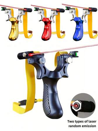 1pc Horizontal Laser-Targeting Slingshot, Suitable For Outdoor Shooting Fun And Hunting Games, Serves As A Party Favor For Outdoor Slingshot Enthusiasts. It Features A Stone Thrower Launcher, Rubber Band Launcher, Throwing Device, And Propulsion Device.