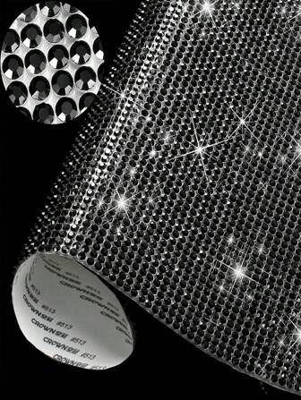 1 lámina de diamantes de imitación brillantes, pegatinas autoadhesivas para decorar muebles de coche, tazas de agua y marcos de fotos, con brillantes, para decorar el coche, 4.45 X9.37 /8.96x9.37 pulgadas (negro)