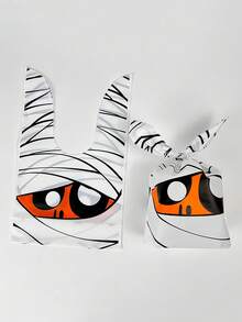 50 个万圣节兔耳礼品袋 - 塑料南瓜和蜘蛛网图案，适用于不给糖就捣蛋、派对、家居装饰和节日场合配饰、万圣节装饰品 - 彩色 - 查看 14