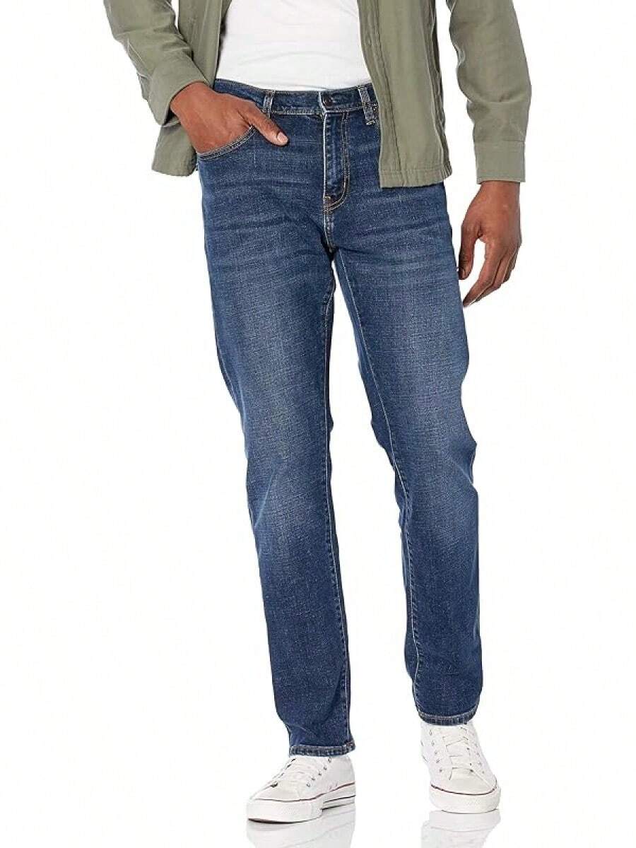 Men's Athletic Stretch Jeans - Colors - Dark Blue Vintage - View 1