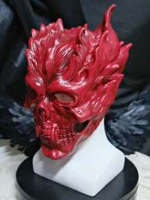 Halloween Is Terrifying And Frightening. The Death God Skull Warrior, Fangs, Devil, Latex Mask, Devil Skull Mask Head