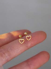 1 Pair Hollow Heart Ear Studs Twist Screw Ear Cuff