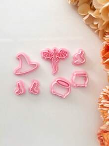 万圣节珠宝配饰粘土模具 - 女巫大锅、龙、毒药、哥特式聚合物粘土切割器、DIY 粘土珠宝制作套件、粘土耳环模具，由 PLA 制成，非常适合万圣节派对、哥特式风格爱好者 - 粉色 - 查看 15