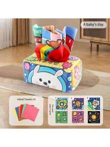 10 قطعة/مجموعة لعبة صندوق مناديل - تصميم مونتيسوري لعبة حسية مع حشوة ناعمة، أوشحة حريرية قابلة لإعادة الاستخدام ، أصوات تقشعر لها الأبدان ، تشجع المهارات الحركية الدقيقة ، لعبة تعليمية مبكرة هدية للأطفال من 6 إلى 12 شهرًا ، الأولاد والبنات (ألوان ملحقات عشوائية)