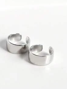 S925 纯银夹式耳环，宽脸简约设计，男女皆宜，无需穿孔