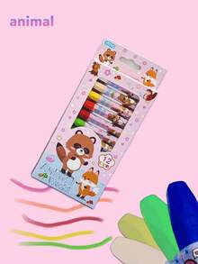 1 支，12 色卡通主题油画蜡笔，艺术涂鸦彩色笔，用于绘画，返校/学校用品，学生礼物/奖品