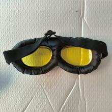 1pc Vintage Windproof Dustproof Cycling Goggles, Black Copper Silver Frame, Motorcycle Helmet Decorative Outdoor Riding Glasses