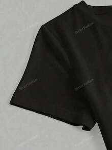 Camiseta de cuello redondo para mujer manga corta material algodón cruces
