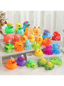Animali piccoli simulati, premuti e chiamati paperino giallo, tartarughina, giocattoli per bambini, giocattoli interattivi per neonati per il bagnetto e il gioco in acqua