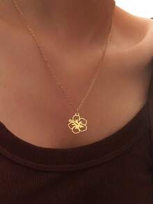 1 件节日风格不锈钢花卉女士项链，适合日常佩戴、节日、礼物、时尚配饰 - 山茶花 - 查看 5