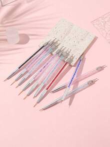 5pcs Double-Ended Nail Art Liner Brush Dotting Pen Detailing & Dotting Tools,Nail Supplies,Nail Tools,Nail Art Tools,Back To School,Nails,Nail Tools For Press On Nails - Multicolor - View 2