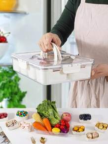 1 Stück/2 Stücke Fach-Lebensmittelbehälter mit luftdichtem Deckel, geeignet zum Aufbewahren von Süßigkeiten, Obst, Nüssen und Snacks. Hergestellt aus Material mit Frischhaltefunktion, verwendbar für Strand-Picknick, Partyausstattung, Kühlschrankorganisation und tragbaren Outdoor-Gebrauch. Einfache Lebensmitteleinteilung und Frischhalten der Lebensmittel in hygienischer Weise, Campusausstattung, Studentenbedarf, Rückkehr zur Schule Bedarf.