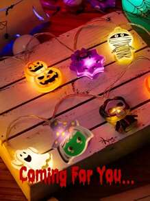 1 件 10/20 LED 恐怖万圣节 UV 南瓜骷髅鬼木乃伊灯串室内装饰灯电池供电用于家庭装饰万圣节装饰、装饰灯、家居装饰、派对装饰灯迷你恐怖派对道具、南瓜灯表情、逼真闪烁 LED 万圣节、万圣节装饰灯家居装饰派对装饰万圣节装饰房间装饰万圣节花园装饰可作为礼物仙女 - 彩色 - 查看 4