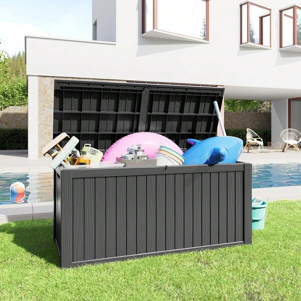 28-260 Gallon Resin Floor Box, Lockable Outdoor Courtyard Storage Box For Storing Furniture, Gardening Tools, And Various Tools, Waterproof Outdoor Storage Box