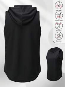 Plain Sleeveless Hoodie Sports Tank Top For Women, Suitable For Gym, Running, Workout And Lounging