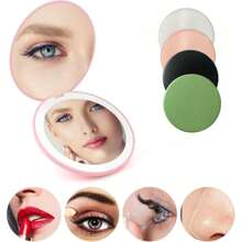 1 Set 1X/2X Portable Travel Makeup Mirror Rechargeable Handheld Vanity Mirror For Women Compact Travel For Go Touch Ups And Everyday Use Lightweight And Practical Design,Daylight LED Folding Mirror.Pocket Mirror For Handbag Purse.