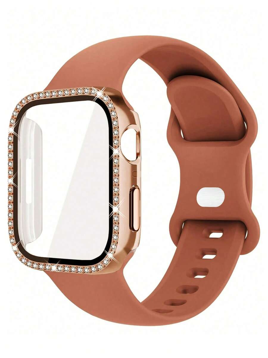 2条柔软舒适可调节硅胶运动表带，饰有水钻；二合一超薄钢化玻璃屏幕保护膜；兼容 38/40/41/42/44/45/46/49mm，适用于 Series Ultra/SE/11/10/9/8/7/6/5/4/3/2/1