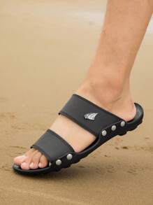 Chinelos masculinos de moda de verão - , Sola antiderrapante, Conforto durante todo o dia, Material de PU, Ideal para o dia a dia, trabalho, praia, férias, presente perfeito para feriados! Sandálias, Sandálias de enfiar, Chinelos de praia de bico aberto de verão
