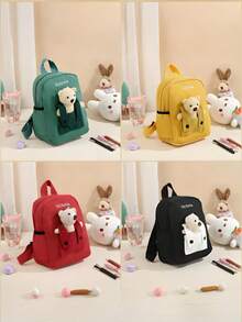 1 PIEZA Mochila infantil personalizada bordada, nombre bordado, múltiples colores y tipos de letra, mochila de osito, colores bordados disponibles, texto bordado mochila de jardín de infantes, mochila de regreso a clases, oso de peluche de dibujos animados - Multicolor - Ver 5