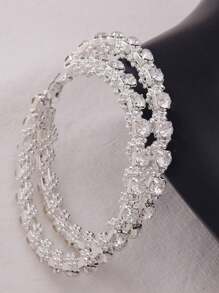 Cuier 1 paire de boucles d'oreilles créoles en argent pour femmes, boucles d'oreilles de rue avec des strass brillants