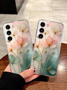 1 件时尚花卉设计透明软手机壳适用于三星 Galaxy A04e/A12/A13/A14/A34/A50/A52/A53/A54/S21/S22/S23/S24/S25/S25 超防水防震防摔防刮